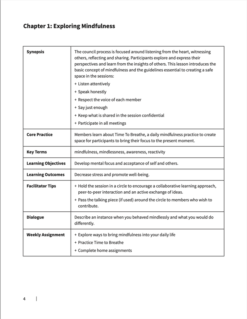 MINDFUL@WORK CURRICULUM OVERVIEW